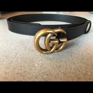 Womens Thin Black Gucci Belt 
